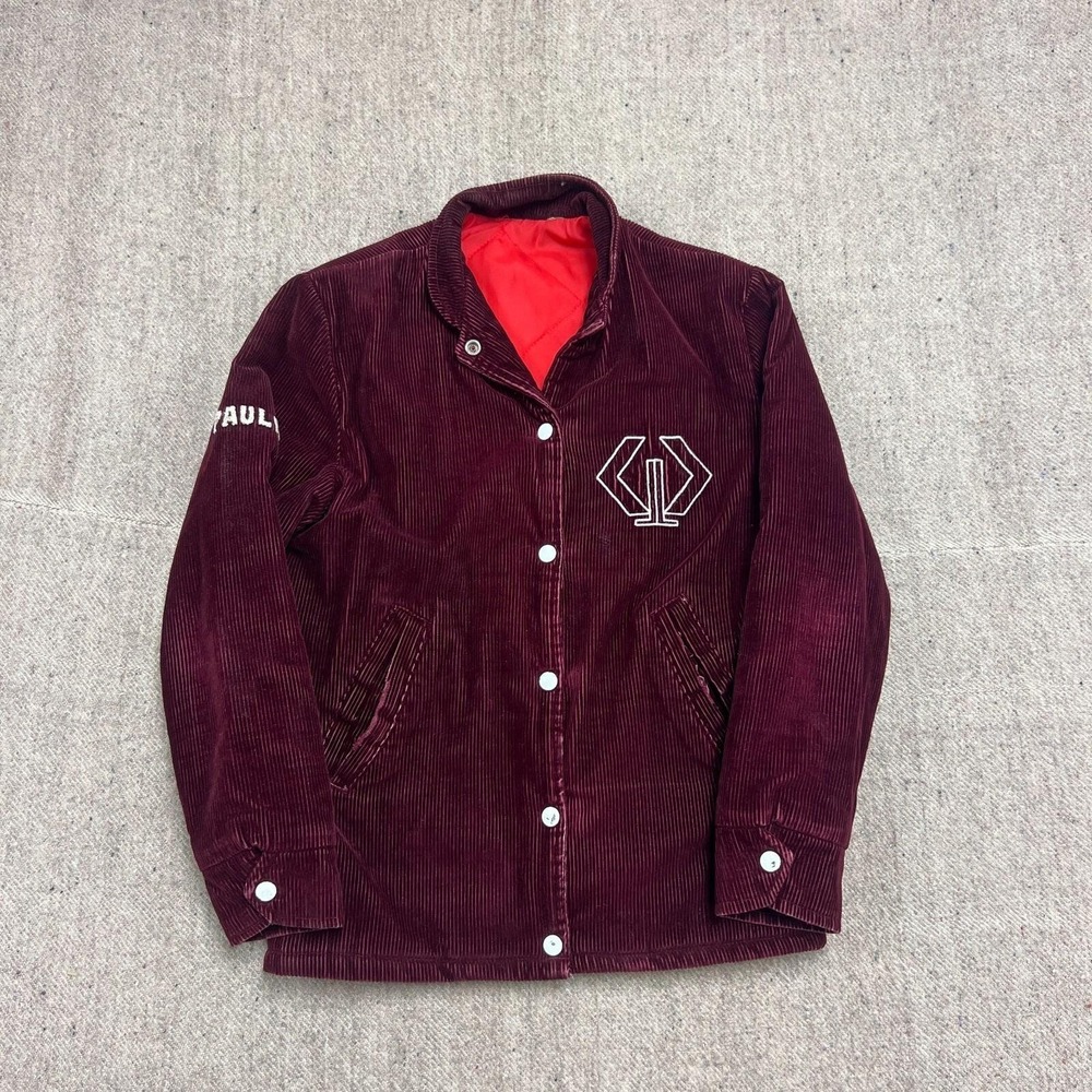 Vintage Corduroy Varsity Jacket Women's Small Red 1960s Bomber